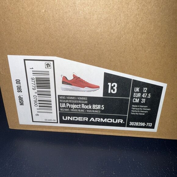 UA Project Rock BSR 5 Men\'s Training Shoes Size 13 Racer Red 3028296-713 | $90
